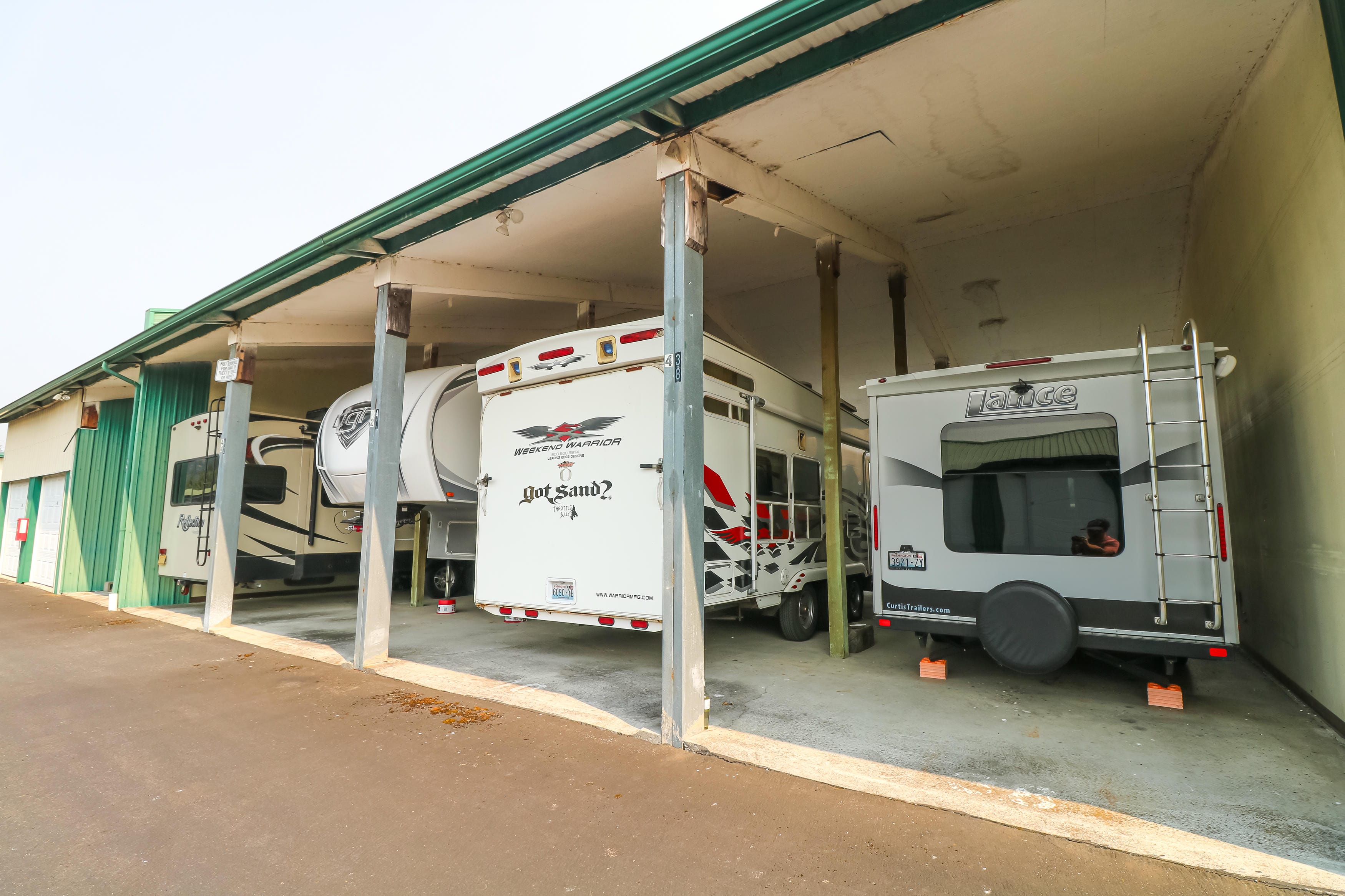 Covered RV and boat carports at Ocean Beach Self Storage